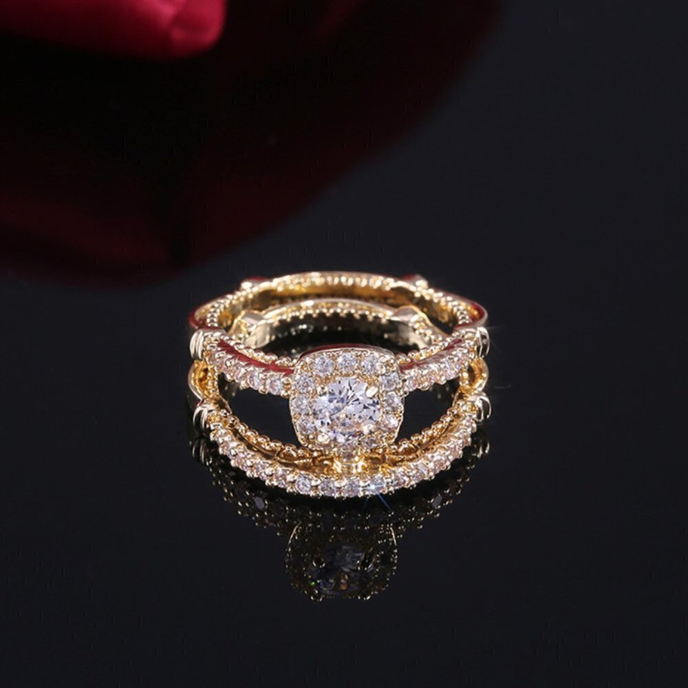 💎 Dainty Square Full Gems Zircon Gold Luxury Ring for Women, INDN8237 - Picture 5 of 7